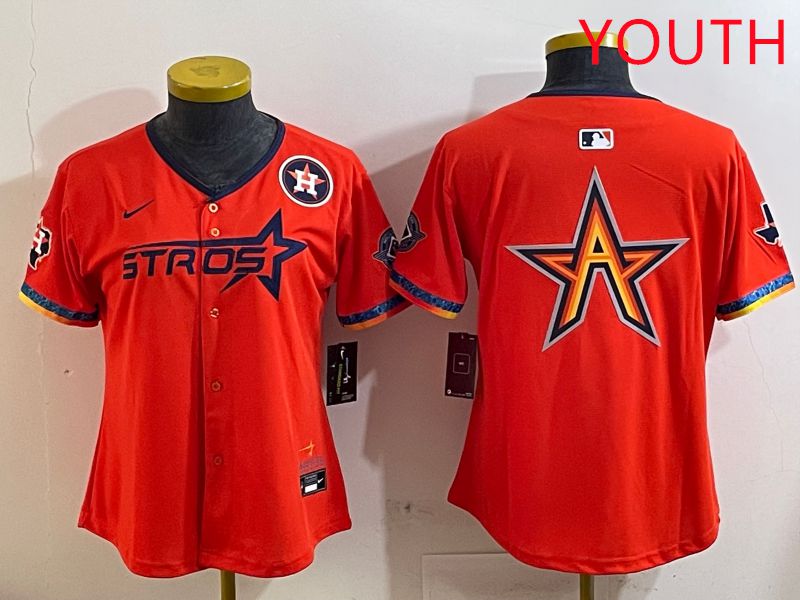 Youth Houston Astros Blank Orange Fourth generation Joint Name 2025 Nike MLB Jersey style 5->youth mlb jersey->Youth Jersey